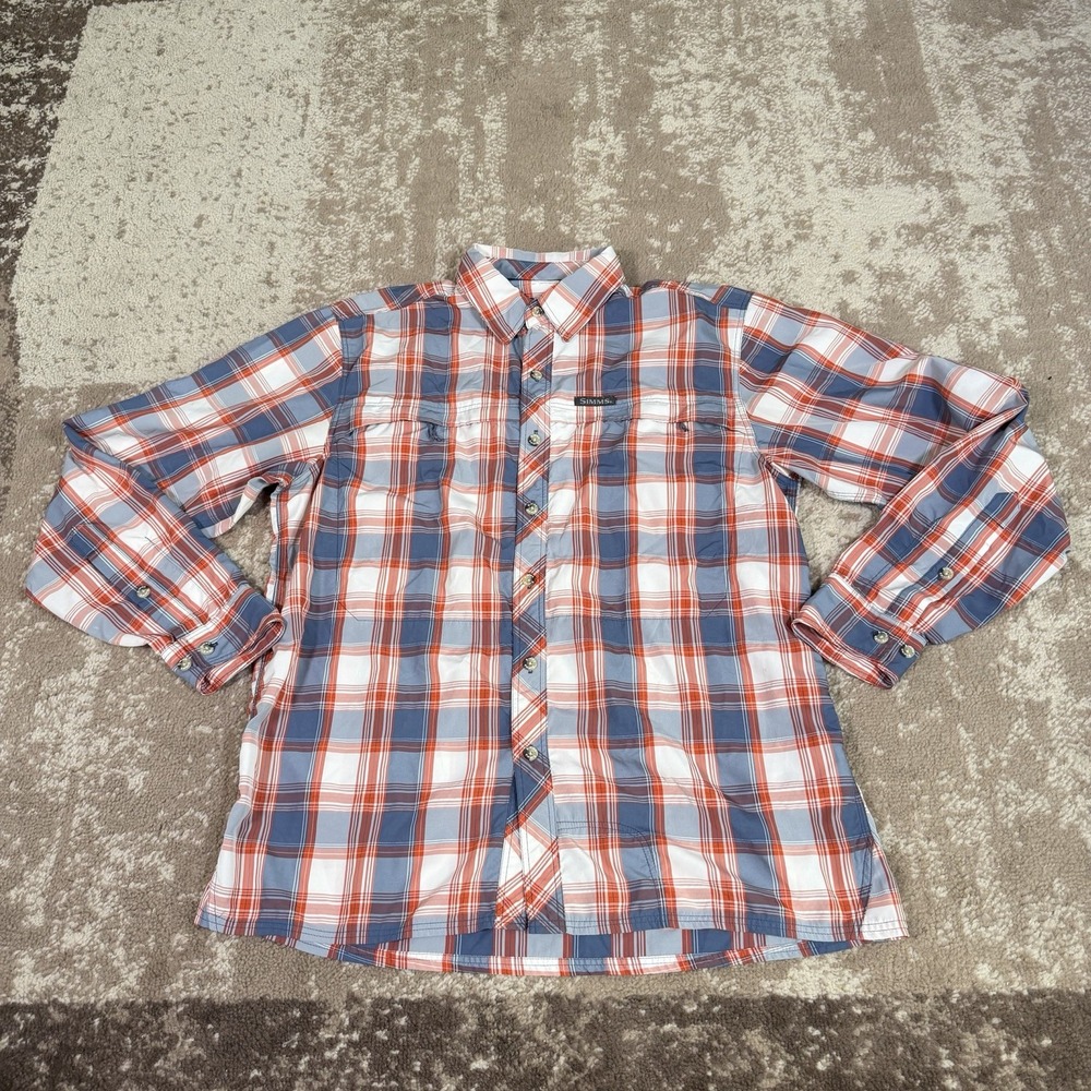 Simms Guide Series Fishing Shirt XL Mens Plaid Long Sleeve UPF Performance